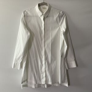 Soma Womens White Button Front Tunic Shirt Long Sleeve Collared Size M